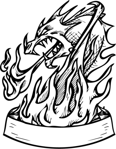 Banner Coloring Pages Dragon In Flames With Banner Coloring Page 374x480 Banner Coloring Pages Dragon In Flames With Banner Coloring Page