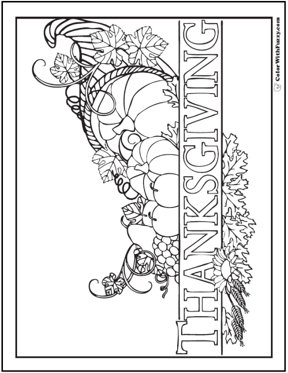 Thanksgiving Cornucopia Banner To Color Thanksgiving Cornucopia 590x762 Thanksgiving Cornucopia Banner To Color Thanksgiving Cornucopia