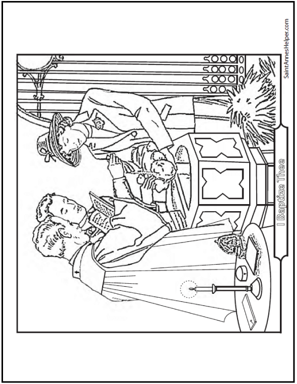 590x762 Baptism Coloring Page Priest, Sacrament, Godparents