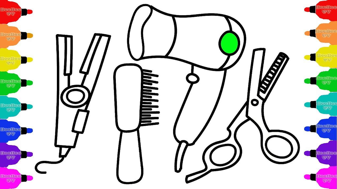 How To Draw Accessories For Hair, Coloring Pages Set Barber 1280x720 How To Draw Accessories For Hair, Coloring Pages Set Barber