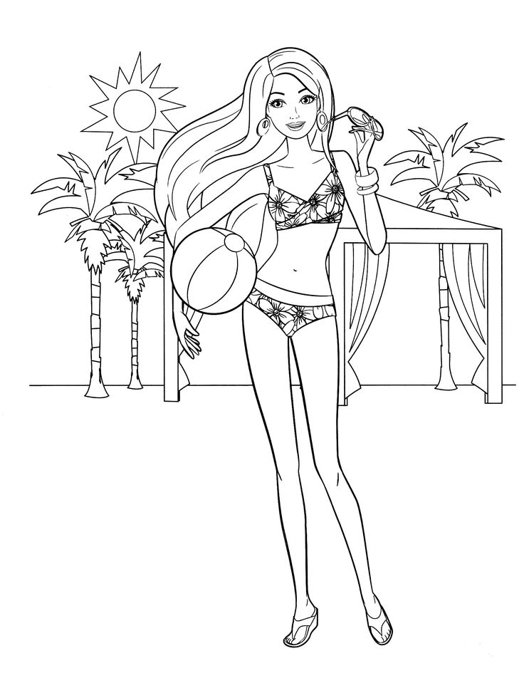 Barbie Beach Coloring Pages