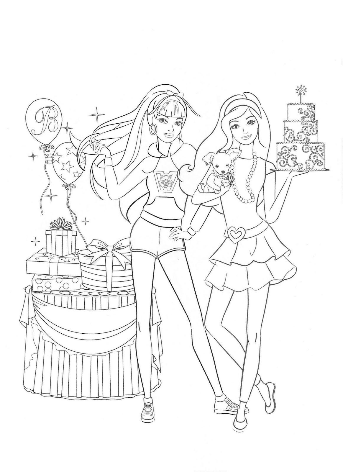 Barbie Coloring Pages Birthday Party With Cake, Balloons 1163x1600 Barbie Coloring Pages Birthday Party With Cake, Balloons