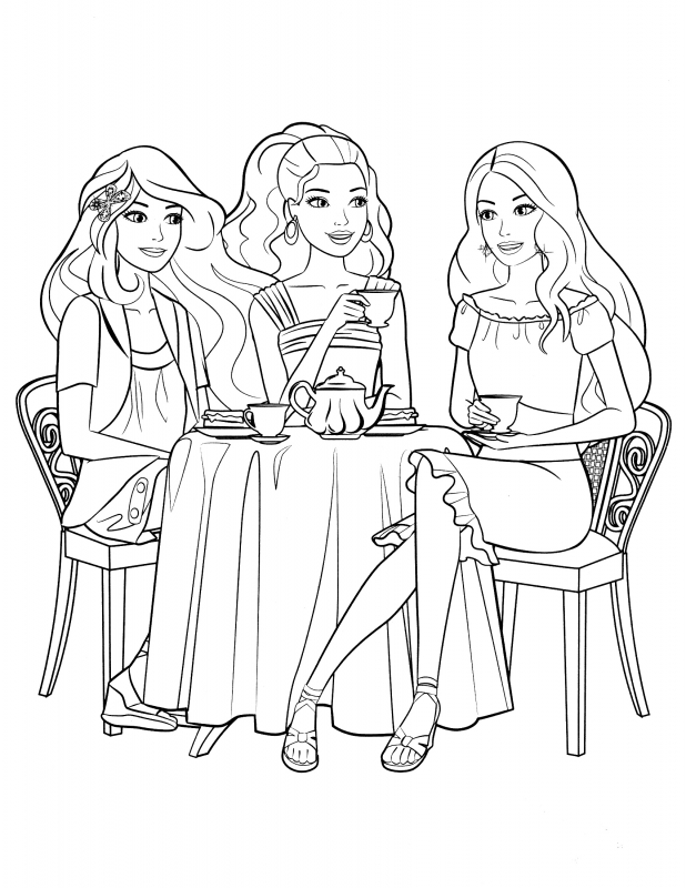 Barbie And Friends Coloring 618x800 Barbie And Friends Coloring