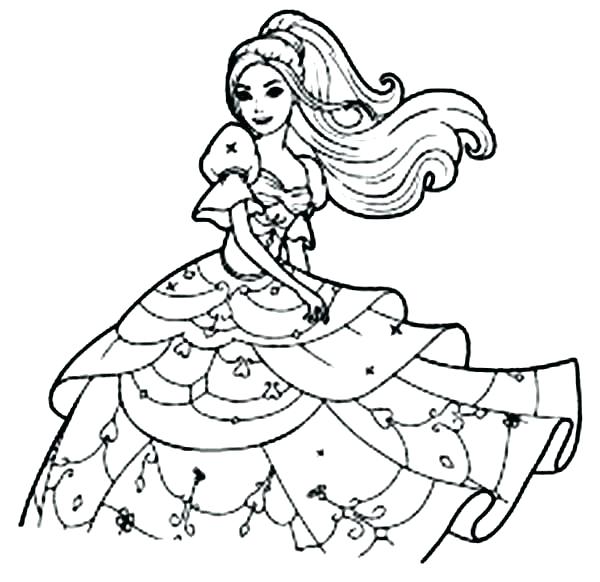 600x582 Barbie Color Page Barbie Coloring Pages For Long Haired Barbie