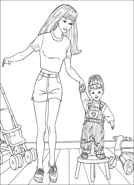 567x784 Barbie With Baby Coloring Pages