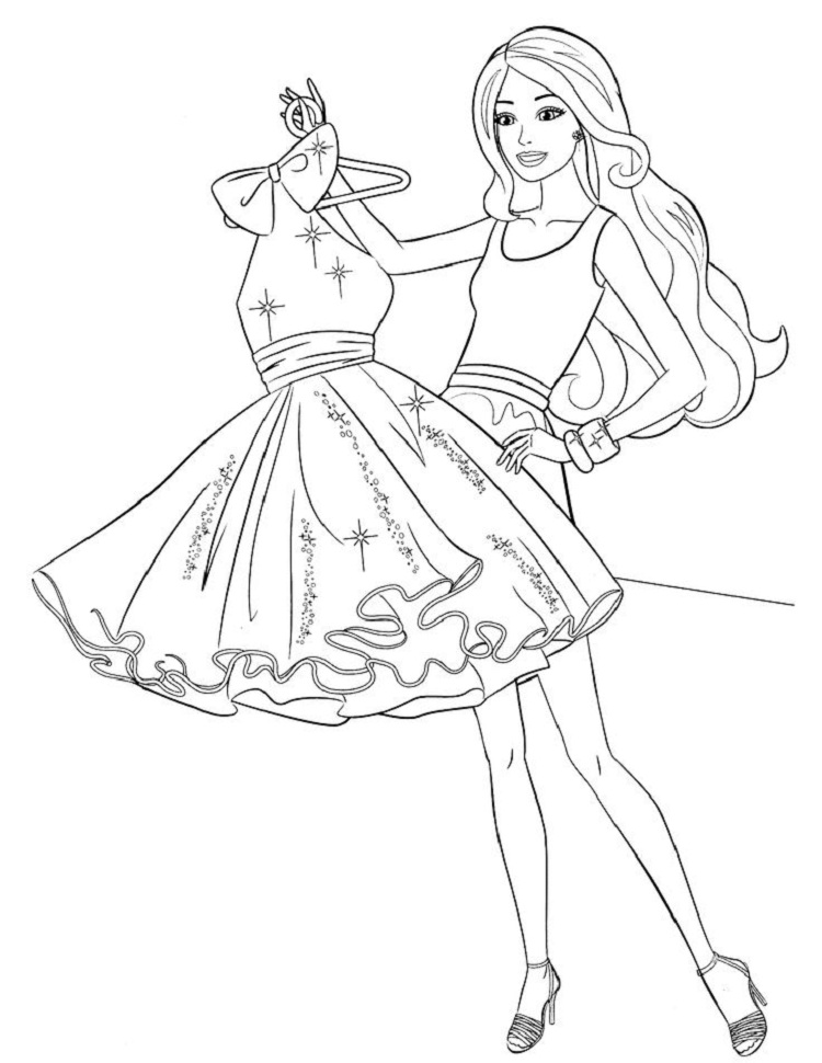Barbie Dress Coloring Pages 750x970 Barbie Dress Coloring Pages