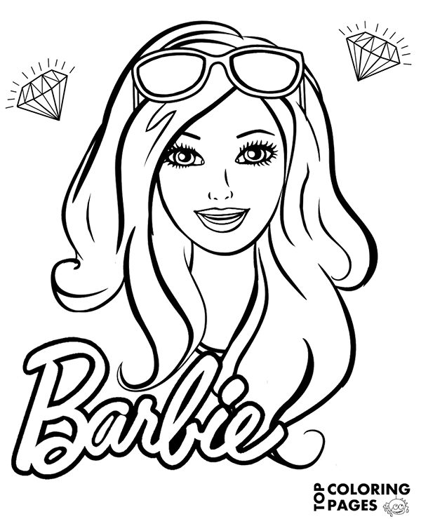 600x740 Barbie's Face Free Coloring Page, Books, Sheet