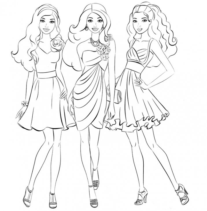 Barbie And Friends Going Shopping Girls Coloring Page Coloring 716x730 Barbie And Friends Going Shopping Girls Coloring Page Coloring