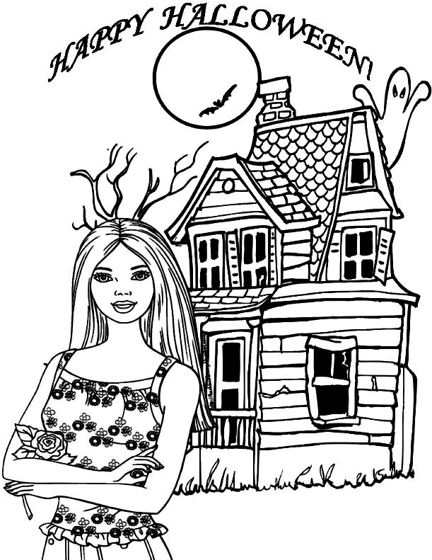 Barbie Halloween Coloring Pages 611x791 Barbie Halloween Coloring Pages