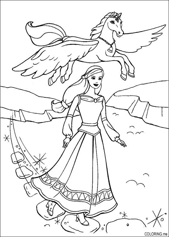 Coloring Page Barbie Magic Pegasus And Horse 567x794 Coloring Page Barbie Magic Pegasus And Horse