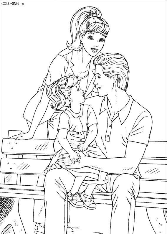 Coloring Page Barbie, Ken And Their Children 567x794 Coloring Page Barbie, Ken And Their Children