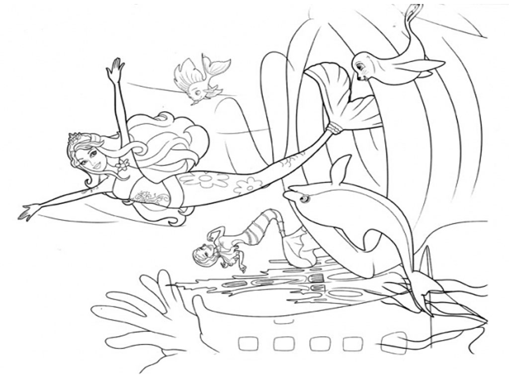 Barbie Mermaid Coloring Pages 1024x768 Barbie Mermaid Coloring Pages
