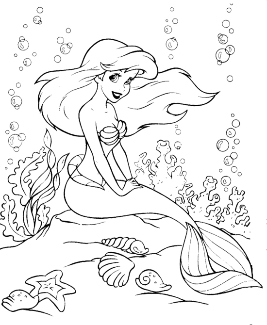 Ariel The Princess Mermaid Coloring Pages Coloring Pages 550x670 Ariel The Princess Mermaid Coloring Pages Coloring Pages