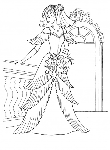 Barbie Wedding Dress Coloring Pages Color Bros 386x525 Barbie Wedding Dress Coloring Pages Color Bros