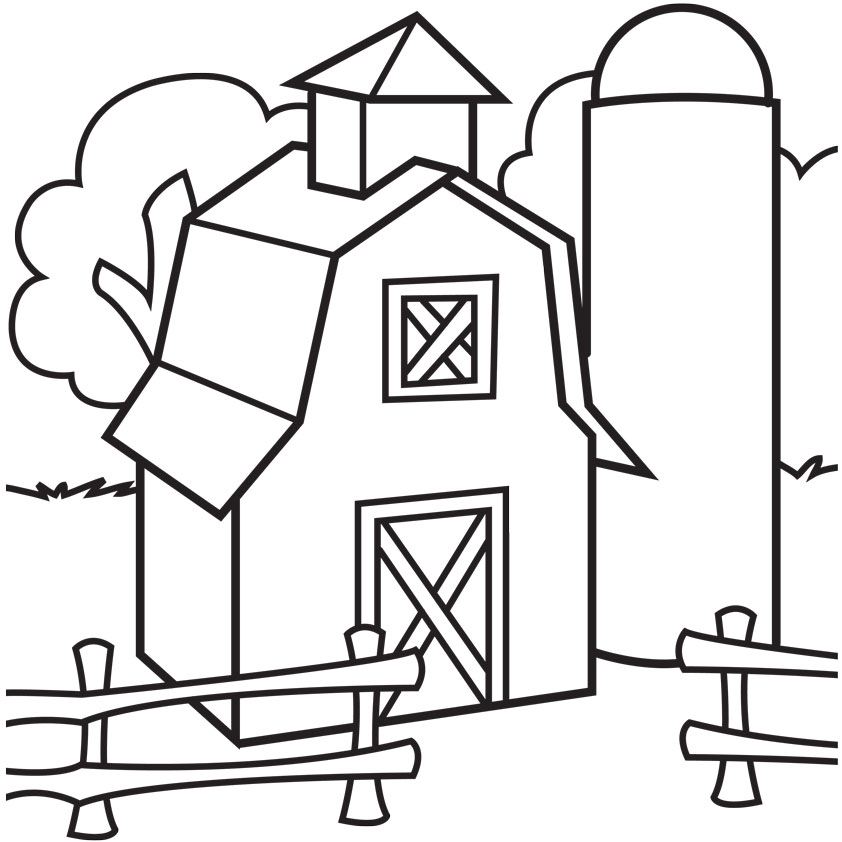 842x842 Free Farm Scene Coloring Pages