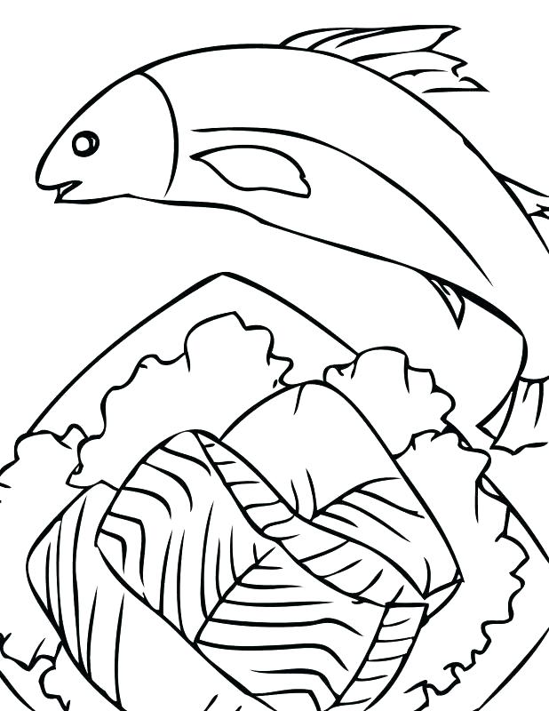 618x800 Gallery For Salmon Drawing Outline Salmon Coloring Pages Sketch