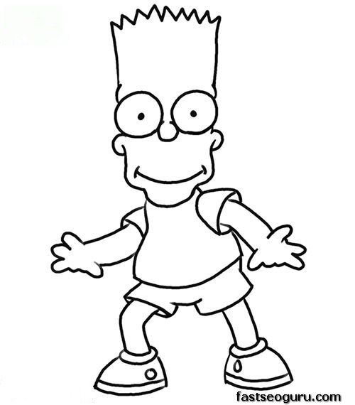 Bart Simpson Colouring Pages 500x570 Bart Simpson Colouring Pages