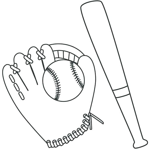 600x600 Baseball Glove Coloring Page Baseball Bat Coloring Page Baseball