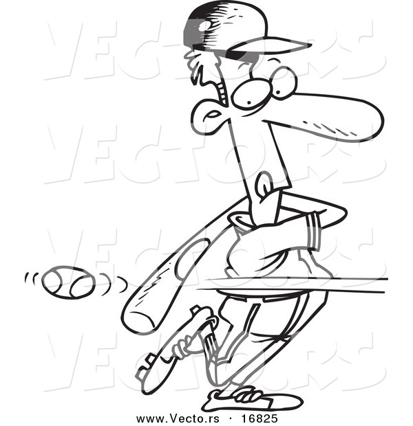 600x620 Vector Of A Cartoon Baseball Batter Striking Out