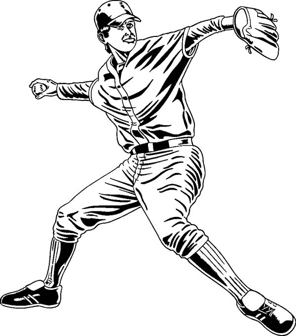 Professional Baseball Player Coloring Page 600x682 Professional Baseball Player Coloring Page