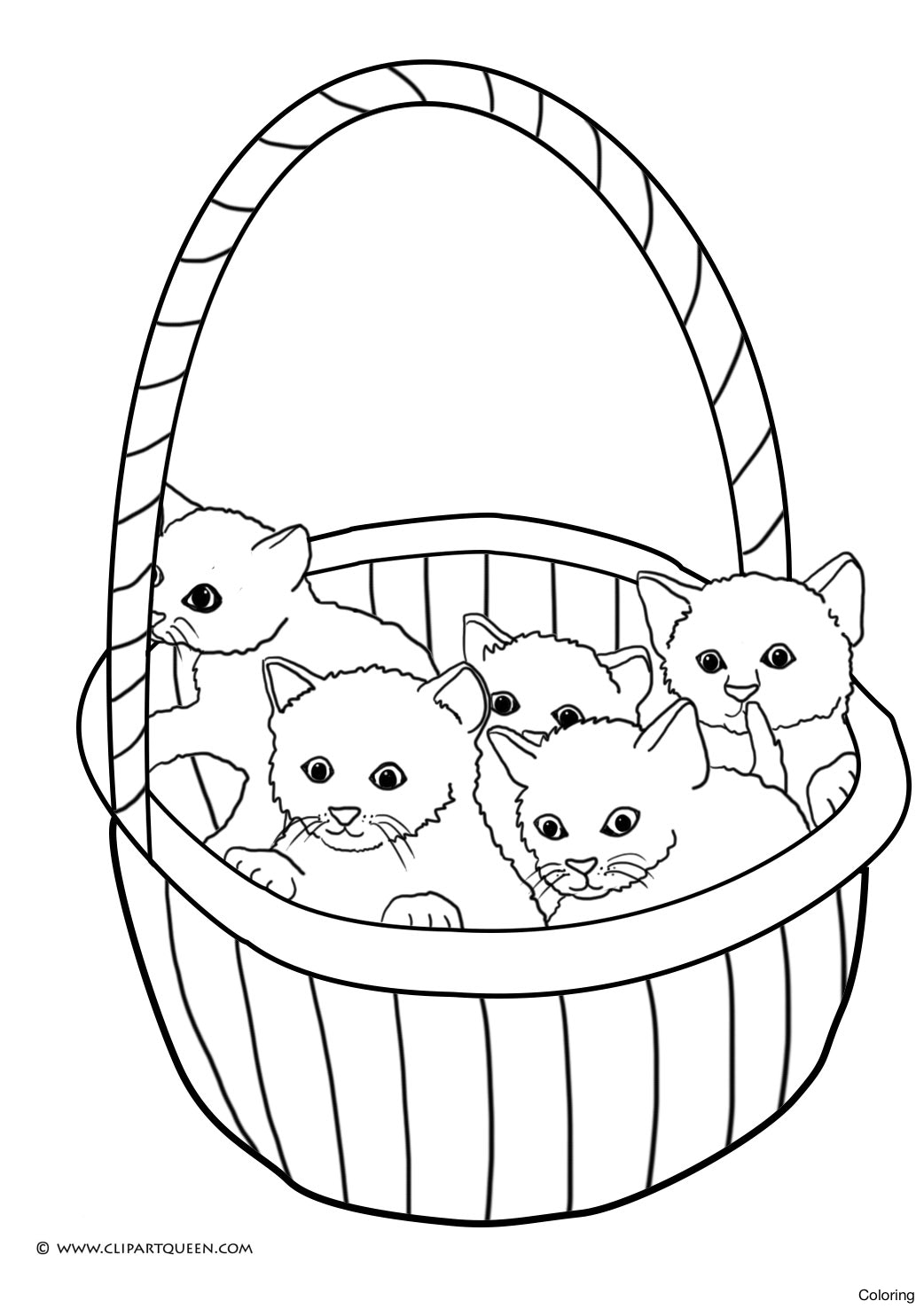 1042x1476 Cats In A Basket Coloring Pages Of Kittens Cat Catching Butterfly