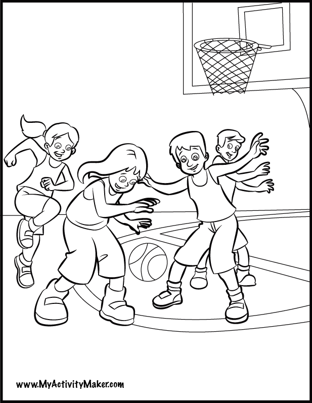 Kids Playing Basketball Coloring Page 617x797 Kids Playing Basketball Coloring Page