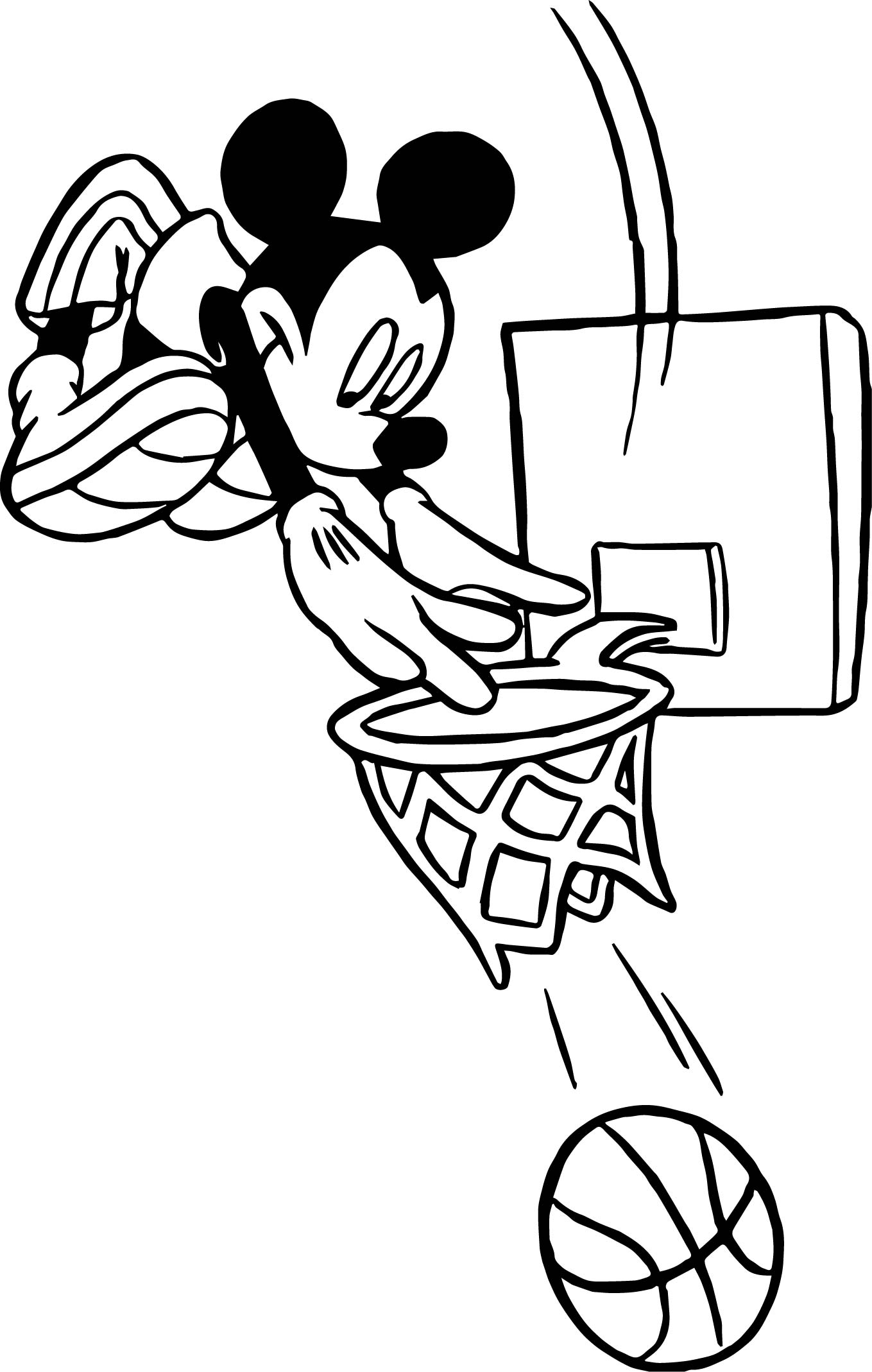 1359x2138 Basketball Player Mickey Mouse Dunks Playing Colori On Basketball
