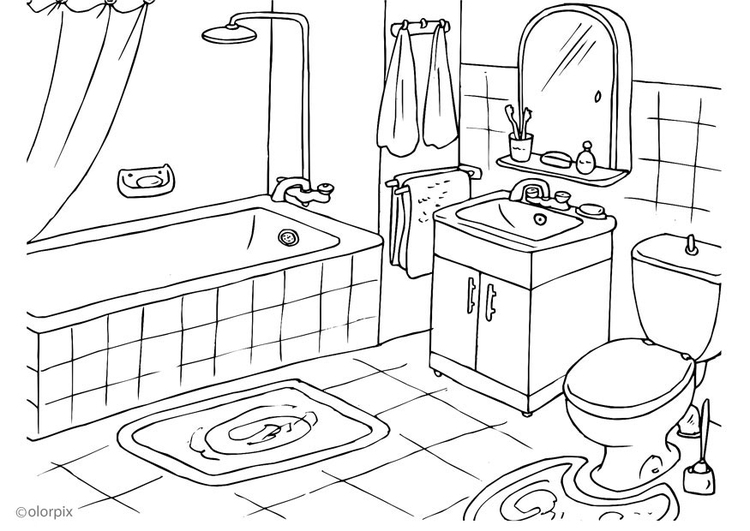 750x531 Coloring Page Bathroom