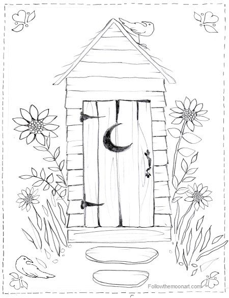 450x585 Country Outhouse Bathroom Coloring Page Coloring Pages