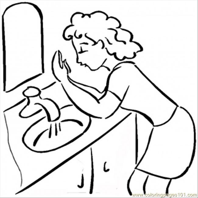 650x650 Girl In Bathroom Coloring Page