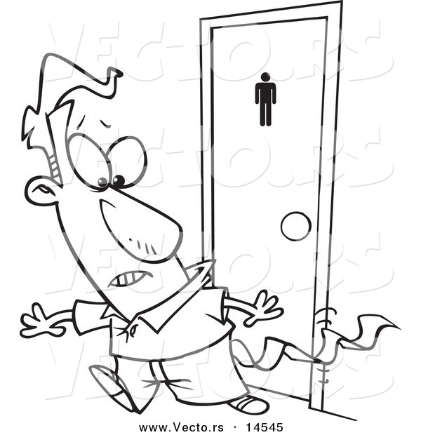 600x620 Vector Of A Cartoon Businessman Leaving A Bathroom With Tissue