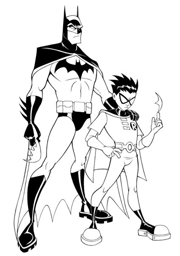 Batman And Robin Coloring Page 595x842 Batman And Robin Coloring Page