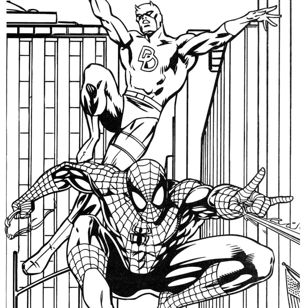 1024x1024 Batman And Spiderman Coloring Pages