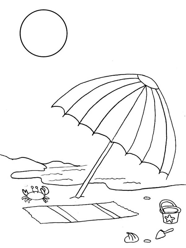 A Kids Drawing Of Beach Umbrella Coloring Page 600x800 A Kids Drawing Of Beach Umbrella Coloring Page