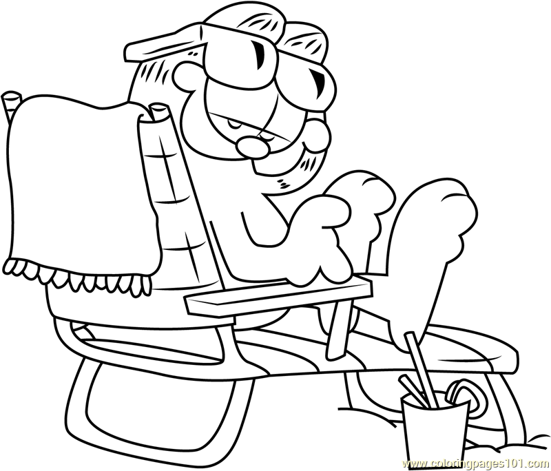 Garfield Sitting On Beach Chair Coloring Page 800x684 Garfield Sitting On Beach Chair Coloring Page