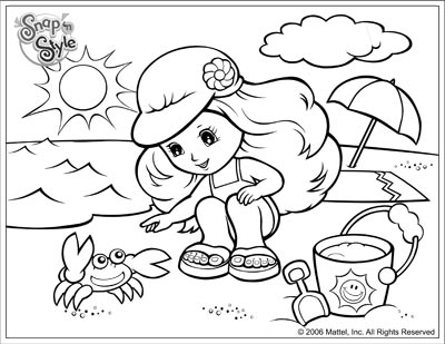Beach Scene For Coloring Pages Kids 400x309 Beach Scene For Coloring Pages Kids