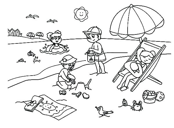 Beach Coloring Pages Entertaining Beach G Pages New Kids Enjoying 600x442 Beach Coloring Pages Entertaining Beach G Pages New Kids Enjoying