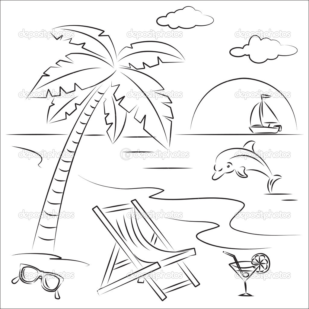 Revealing Printable Beach Pictures Coloring Pa 1024x1024 Revealing Printable Beach Pictures Coloring Pa