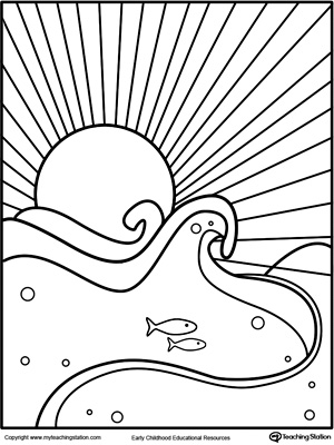 Sun And Waves Coloring Page 300x400 Sun And Waves Coloring Page