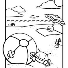 236x236 Free Online Beach Colouring Page