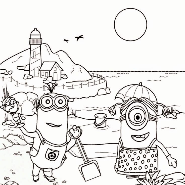 736x736 8 Best Minion Beach Images On Beach Party Coloring Pages