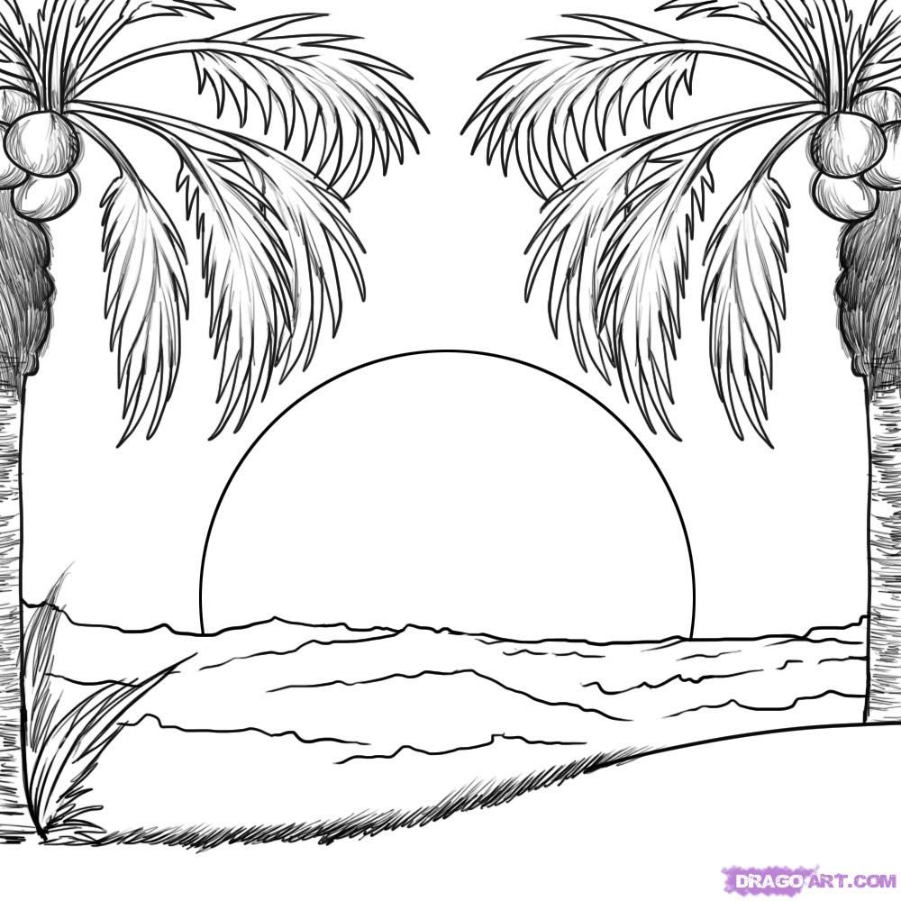 Revealing Coloring Pages Of Sunsets Beach Sunset Drawing 1000x1000 Revealing Coloring Pages Of Sunsets Beach Sunset Drawing