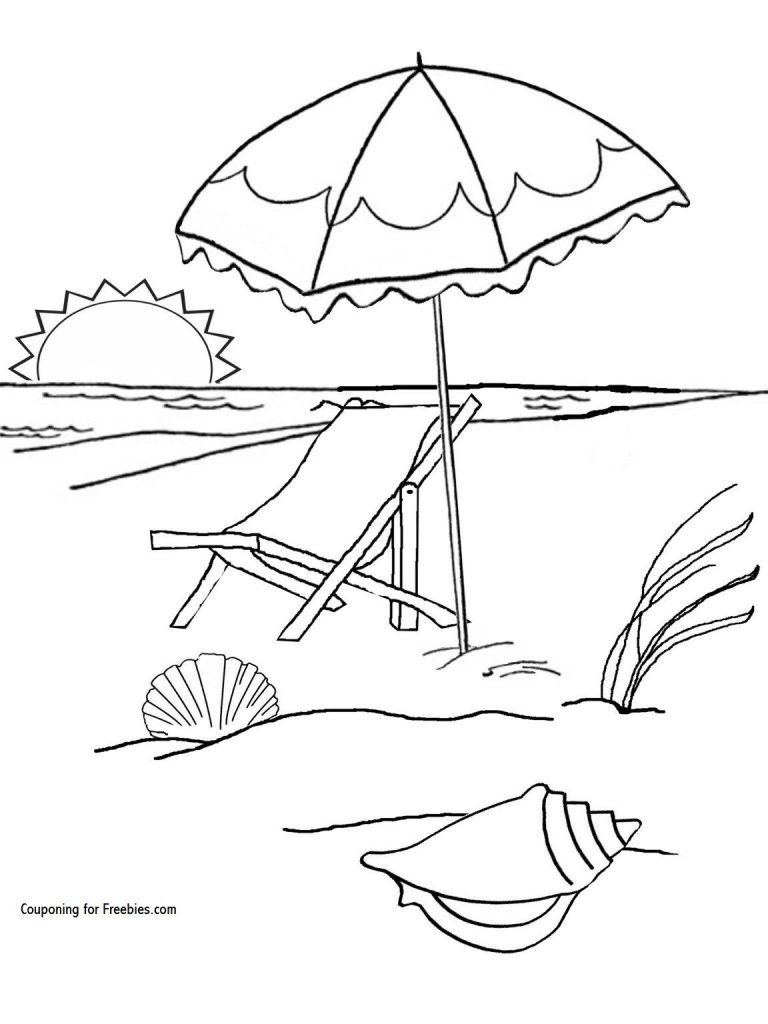 768x1024 Coloring For Kids Childrens Pages Beach Free Umbrella Preschool