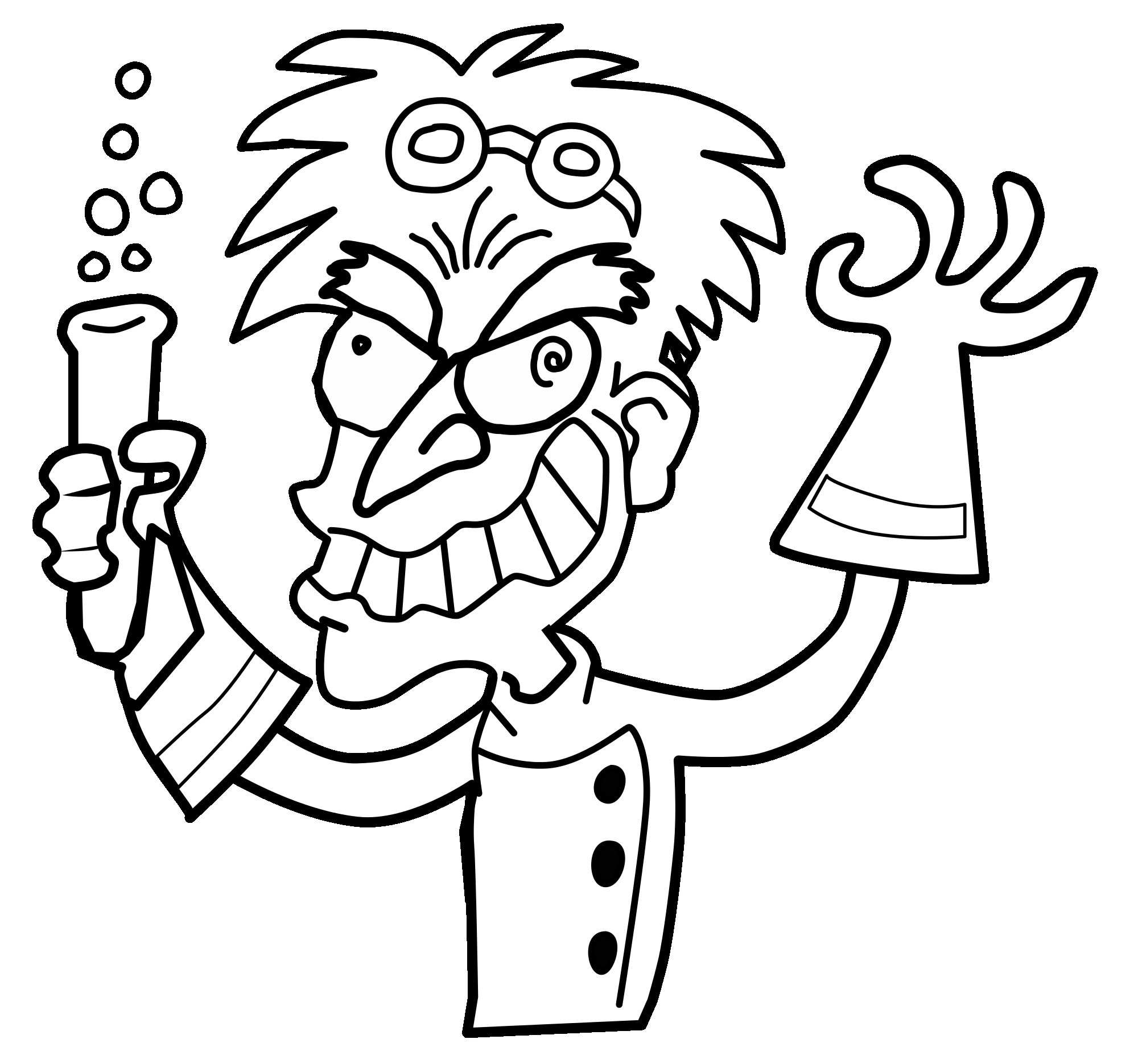 2000x1871 Vector Of A Cartoon Mad Scientist Holding Beaker Outlined