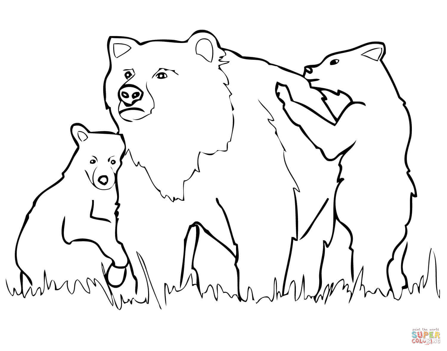 Bear Cub Coloring Pages Grizzly Mother And Cub 1500x1176 Bear Cub Coloring Pages Grizzly Mother And Cub
