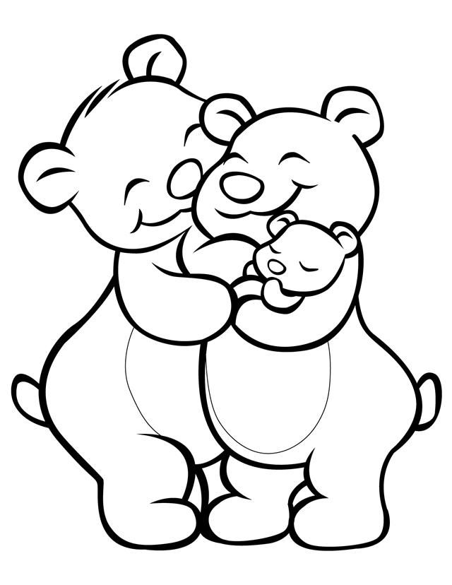 640x828 Cartoon Coloring Pages Bear Family Free Printable, Bears And Free