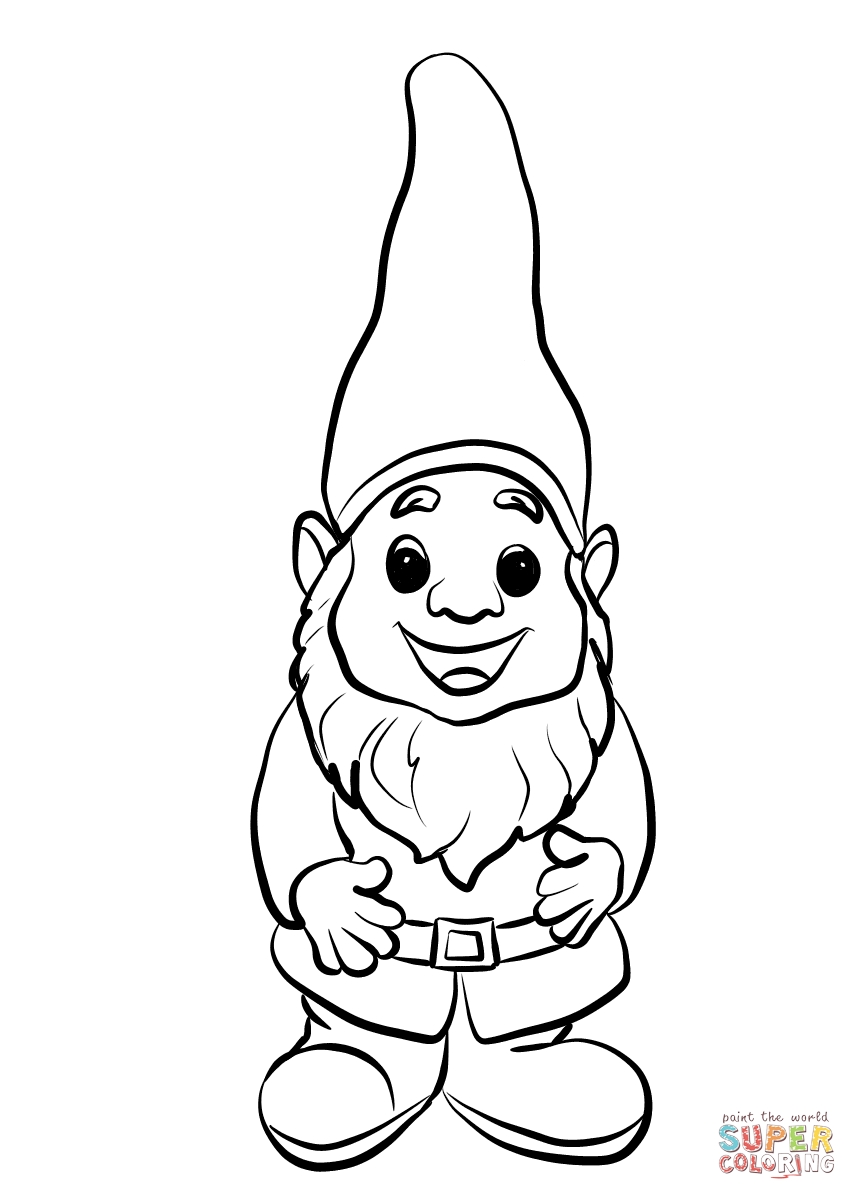 857x1200 Garden Gnome With Fluffy Beard Coloring Page Free Gnomeo Best