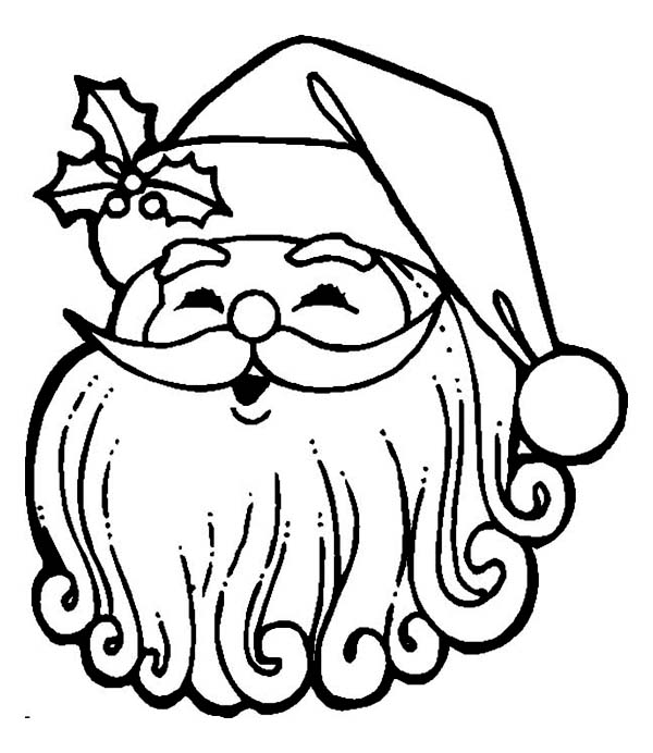 600x692 Happy Santa With Curly Beard Coloring Page