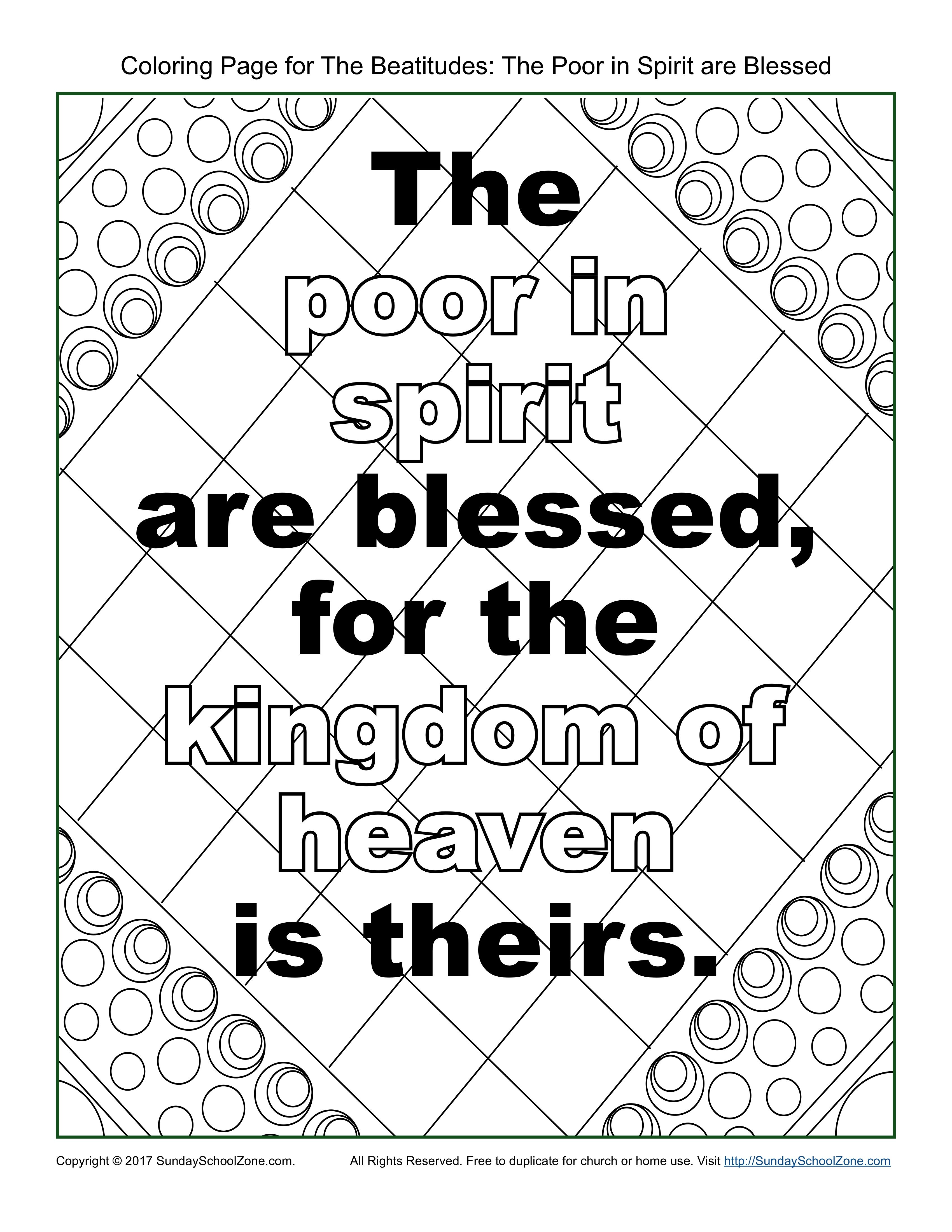 3400x4400 Poor In Spirit Beatitudes Coloring Page On Sunday School Zone