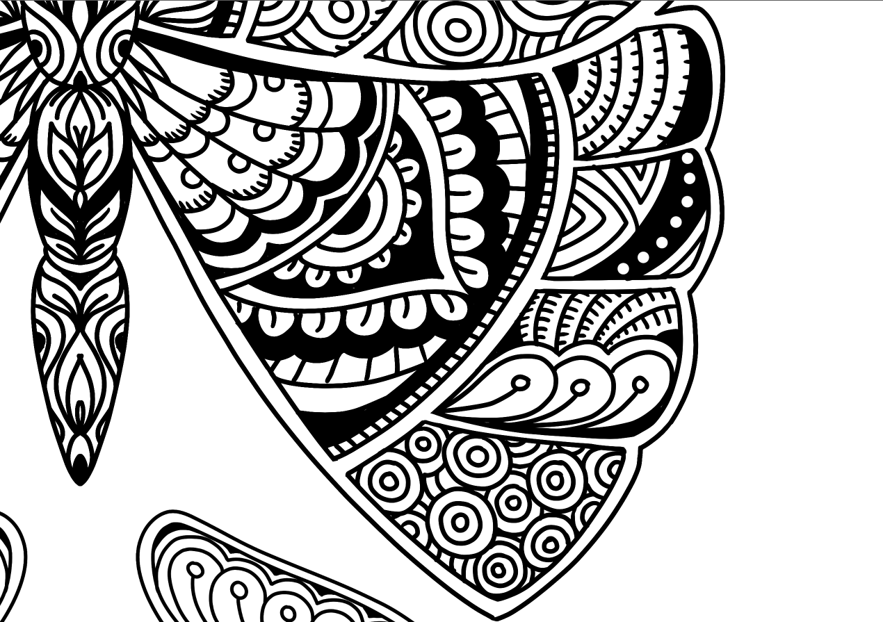 1270x895 Beautiful Butterfly Doodle Art Adult Coloring Page Karyn Lewis